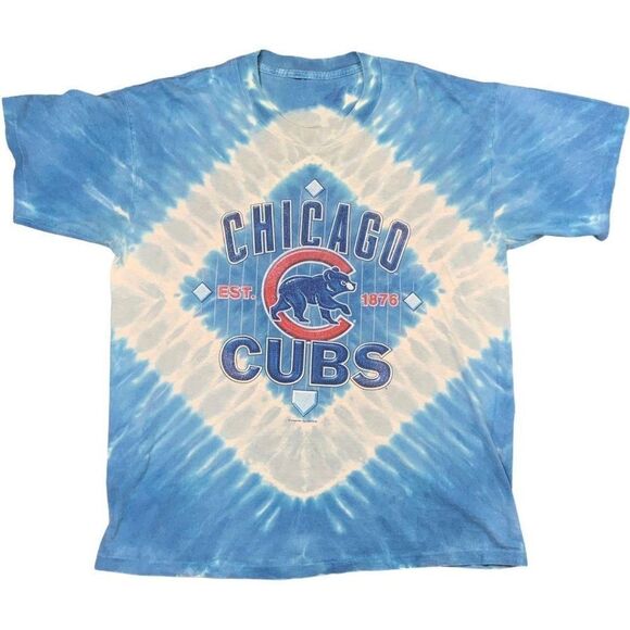 Vintage 2005 Cubs Baseball T-Shirt Tie Dye MLB Blu - Picture 5 of 6